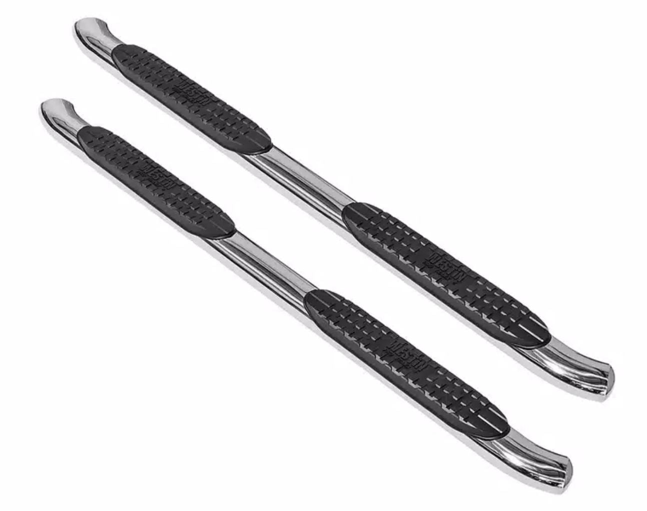 Westin PRO TRAXX 4 oval nerf step bars for Chevy Silverado 1500 Crew Cab 2007-2013, stainless steel finish, visible mounting brackets