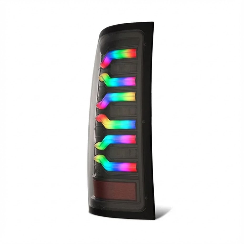 NTXGlow RGB tail lights for 2007-2013 GMC Sierra, featuring vibrant LED lighting and sleek design for enhanced visibility.